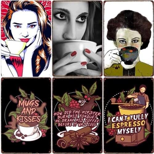 Funny Coffee Bar Metal Tin Sign Vintage Decoration Pub Cafe Wall Decorative Retro Plates Plaque Retro Home Decor 20x30cm