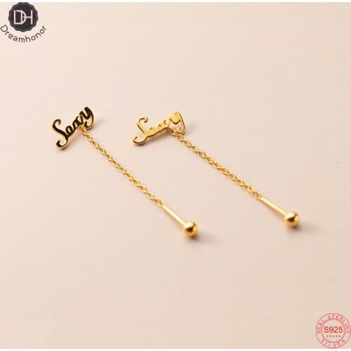 Dreamhonor Fashion Silver Gold Color Sexy Letter Long Chain Ear Line Earrings For Girls Party Gifts Jewelry