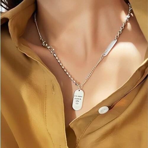 Women Necklace Trend Metal Chains Silver Color Pendant Female Accessories Goth Necklaces Punk Rave Party Womens Neck Chain