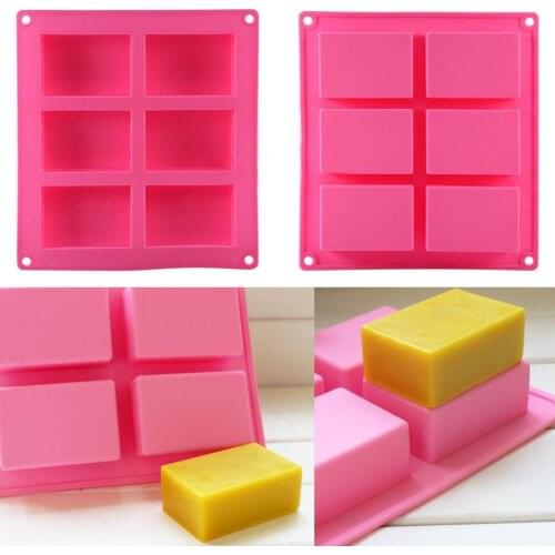 1 Pc 6-Cavity Plain Rectangle Soap Mold Silicone Craft DIY Soap Mould Decorating Handmade Candle Mold Cake Making Mould