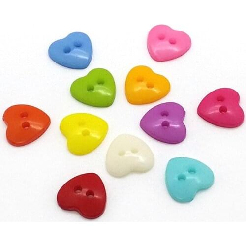 100pcs 12mm Plastic Heart 2 Holes Sewing Buttons Scrapbooking DIY Crafts Embellishments Cardmaking