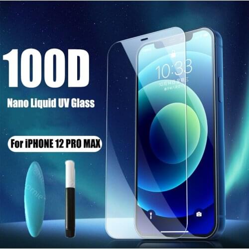 100D UV Liquid Glue Tempered Glass For iPhone 12 Pro Max 5G Screen Protector For iPhone 12 Mini 12Pro Max Protective Glass Film