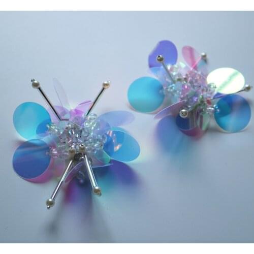 2pc/lot Flower beaded patches for clothes rhinestone floral appliques for clothing DIY sew on parches Embroidery appliques