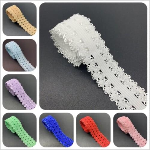 5yards/Lot 20mm Lace Elastic Ribbon Fold Over Spandex Elastic Band For Sewing Lace Trim Waist Band Garment Accessory