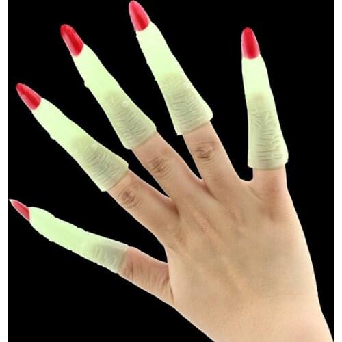 Halloween Costume Party Supplies zombie witch finger cover witch nail props fake nail cover luminous nail halloween decorations