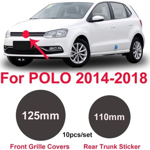 Car Styling ABS Auto Car Front Grill Sticker Badge Covers Rear Trunk Boot Emblem 125mm 110mm for Polo 2014-2018 Car Accessories