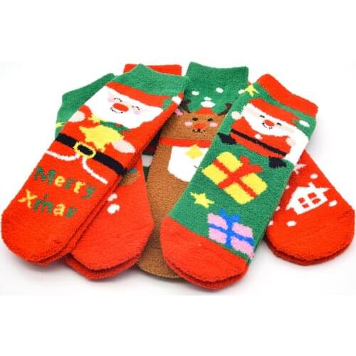 Free shipping Christmas Women Coral fleece Socks Print Thicker slip proof Floor Socks Carpet winter autumn skarpetki damskie F