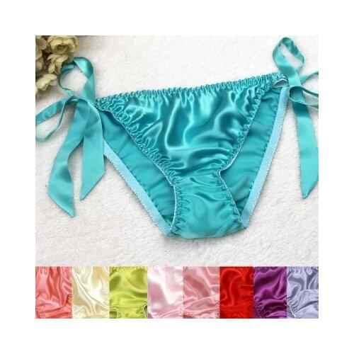 Birdsky, 3pcs 100% natural mulberry silk Women underwear briefs panties woven underpants with strap, long belt. S-18