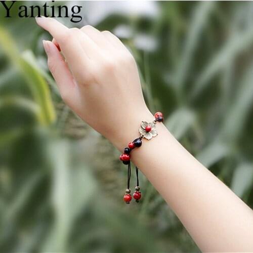 Yanting Vintage Copper Alloy Flower Bracelets For Women Handmade Ethnic Bracelet Jewellery Adjustable Size Gift For Girls 088