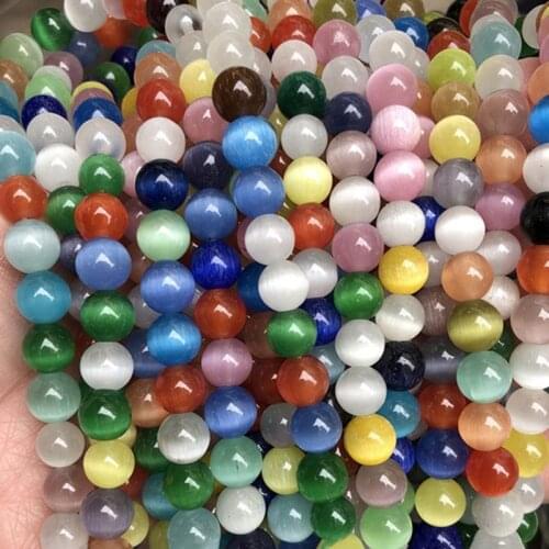 Round Cats Eye Crystal Glass 4mm 6mm 8mm 10mm 12mm 14mm 16mm Loose Spacer Crafts Beads for Jewelry Making DIY