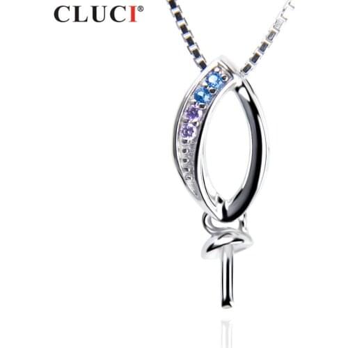 CLUCI Simple Design 925 Sterling Silver 7mm Pearl Pendant Water drop shape Necklace For Women Party Jewelry SP308SB