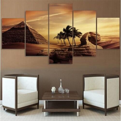 Egypt Famous Pyramid And Sphinx Modular HD Printed 5 Panel Posters Home Decor Canvas Painting Print Wall Picture for Living Room