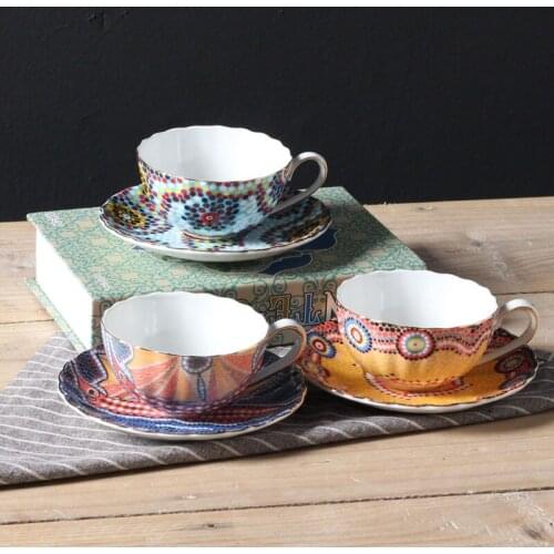 European-Style Coffee Cup Sets High-Grade Bone China Colorful Coffee Cup And Saucer English Afternoon Tea Set Free Shipping