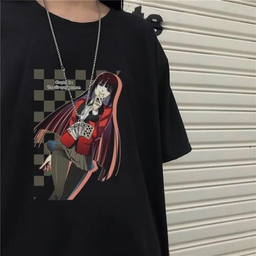 Summer Japan Anime Jabami Yumeko print Top Ulzzang Harajuku Streetwear Punk Fun Casual Kakegurui Cute Chic Vintage Women T-shirt