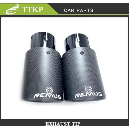 REMUS Carbon Fibre Matt Exhaust System Muffler Pipe Tip Universal Stainless Mufflers Decorations For x4 Automobiles Micro Tips