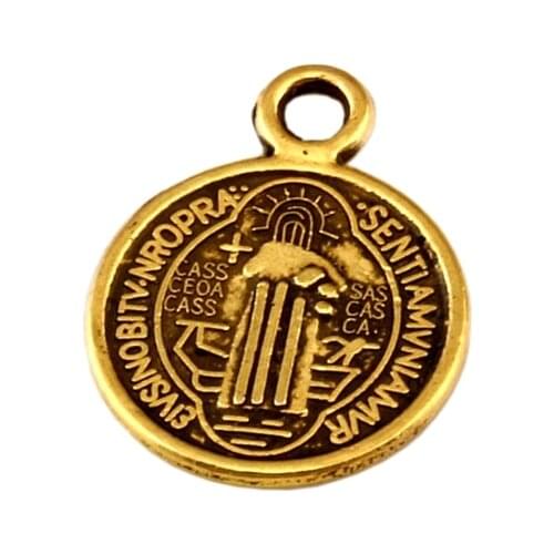 Saint Jesus Benedict Nursia Patron Medal Crucifix Cross Charm Pendants Jewelry DIY 11.8x15mm 200Pcs/lot Antique gold A-381