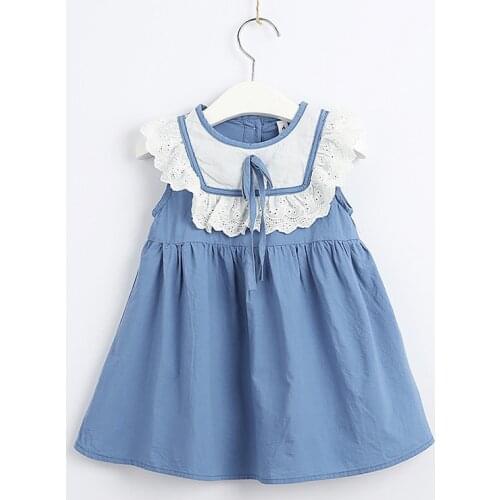 Menoea Girls Casual Dresses 2020 Summer Fashion Girls Sleeveless Cute Embroidery Lace Hollow Bow Child Kids Cute Princess Dress