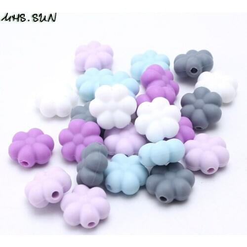 MHS.SUN 20Pcs/lot Baby Silicone Flower Beads Chewable Silicone Teething Nursing Loose Beads Food Grade Jewelry For Toys BPA Free