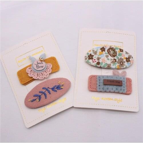 Cute Childrens Combination Hairpin Lattice Oval Korean Baby White Hair Accessories