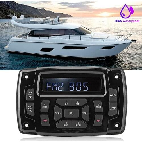 Marine Bluetooth Receiver, MP3 Player, 12V FM AM Receiver Stereo Receiver for Marine Boat Marine Stereo