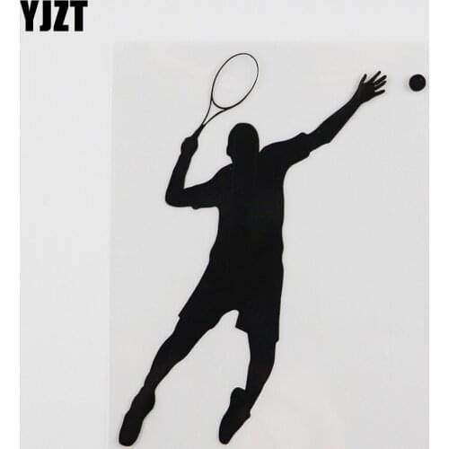 YJZT 11CMX14.6CM High Quality Tennis Serve Sports Decal Vinyl Car Sticker Black/Silver 8A-0195