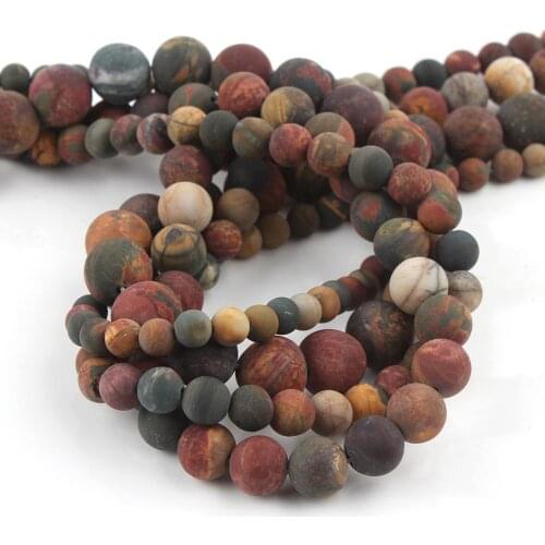Natural Stone Matte Picasso Jaspers Beads Loose Spacer Bracelet Beads For Jewelry Making Diy Perles Accessories 4/6/8/10mm 15"