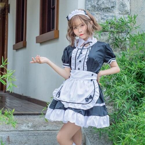 New Sexy Sweet Gothic Lolita Dress French Maid Costume Anime Cosplay Sissy Maid Uniform Plus Halloween Costumes For Women M-5XL