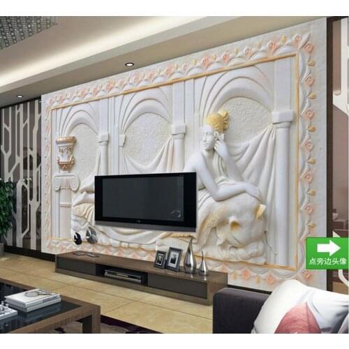 Wallpapers for living room Relief European style People mural TV backdrop design window mural wallpaper Home Decoration