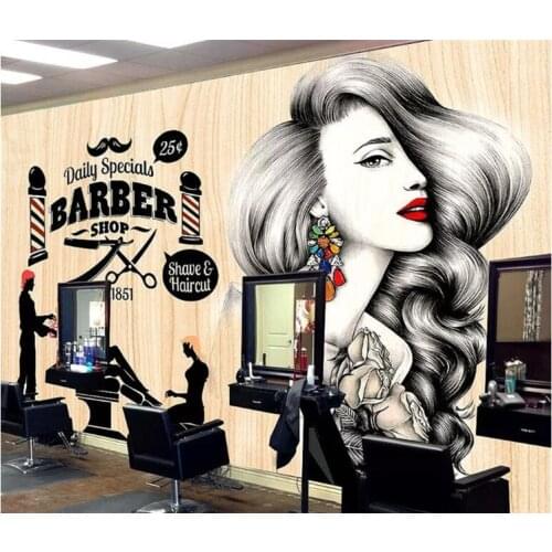 Custom Wallpaper Hairdressing Salon Hair Wall Barber Shop Vintage Makeup Hair shop decoration 3d wallpaper mural