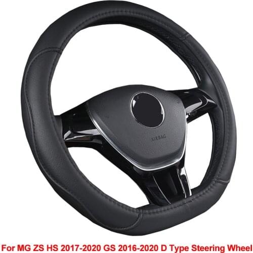 Car Steering Wheel Cover Wrap D Shape PU Leather For MG ZS HS 2017-2020 GS 2016-2020 D Type Steering Wheel Braid Car Styling