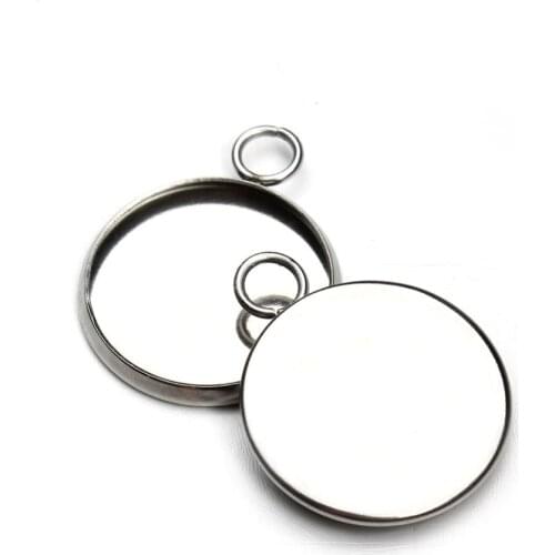LOULEUR 20pcs/lot Stainless Steel 10/12/14/16/18/20/mm Cabochon Cameo Base Tray Bezel Blank Fit Cabochon Necklace Jewelry Making