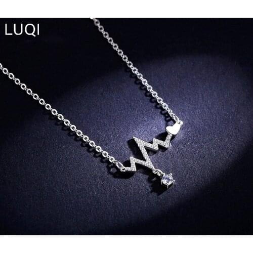 S925 silver simple temperament sweet heartbeat zircon necklace N46
