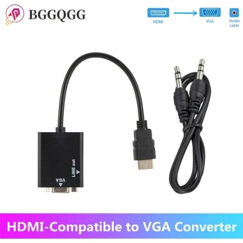 BGGQGG HDMI to VGA Adapter Cable Male To Female HDMI TO VGA Converter Adapter 1080P Digital to Analog Video Audio For Tablet