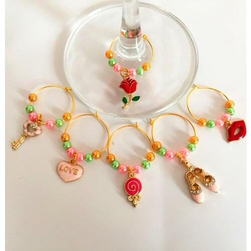 Wine charms New Fashion Design 6PCS Wine Glass Charms Rings Marker Christmas Party Bar Table Decorations Christmas Gift