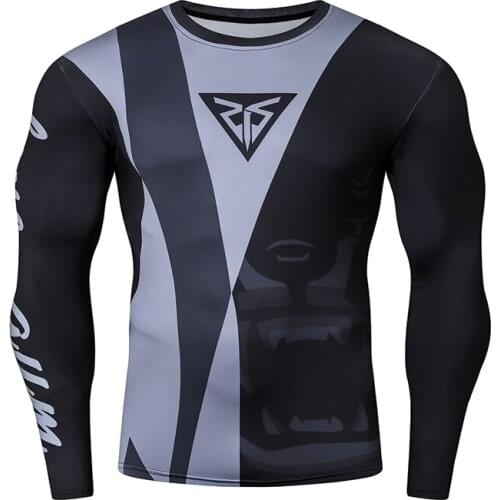 Casual Men Shirt Long sleeve T-shirt Men Gym Fitness Bodybuilding Workout Skinny t shirt Male 3D Print Tops Sport Brand Clothing