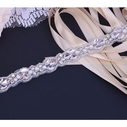 SESTHFAR Beaded Crystal Wedding Belt Hand Bridal Belt Rhinestones Bridal Belt For Wedding Evening Dresses