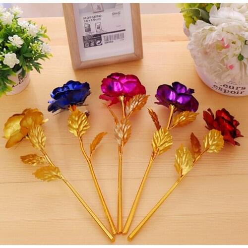 24k Gold Foil Plated Rose Gold rose Wedding Decoration Golden Rose Decor Flower party decoration LX9220