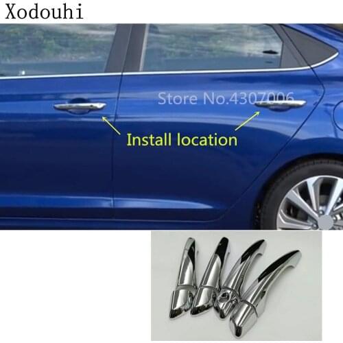 Car Stick Frame Lamp Trim ABS Chrome Door Handle Hand Panel Armrest Handrail 8pcs For Hyundai Solaris Accent 2017 2018 2019 2020