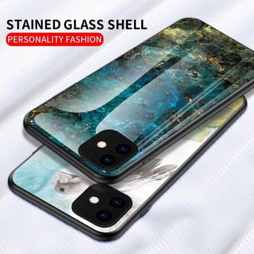 Luxury Tempered Glass Case For iphone 11 Pro X Xs MAX XR 5 5S SE 6 6S 7 8 Plus Silicone Marble Protect Back Cover