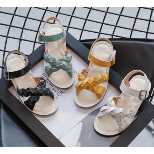 Kids Shoes 2021 Summer Toddler Pu Leather Flat Baby Girls Fashion Princess Sandals Toddler Brand Soft Shoes Beach Sandals