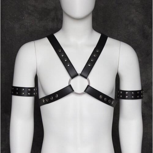Bar Sexy Man Gogo Costume Nightclub DS Performance Clothing Muscle Male Sense Rivet Arm Ring Chest Strap Stage Wear DNV12521