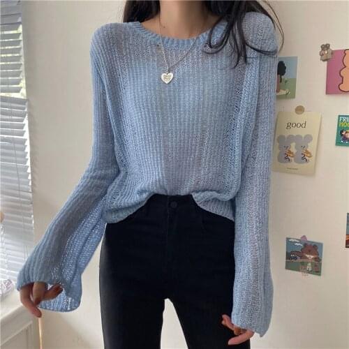 Sexy Women Hollow out Sweater 2020 New Ladies elasticity O-Neck Winter Pullovers Autumn Elegant Long sleeve Jumpers
