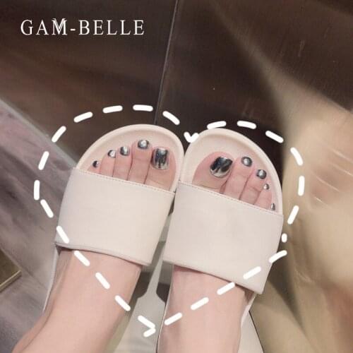 GAM-BELLE 24pcs/Set Detachable Metal Mirror Fake Nails Decoration Full Cover Beauty Press On Toe Nails Extension Pedicure Tool