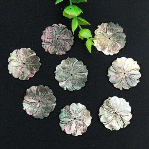 Natural Freshwater Shell Stereo Carving Flower Black Mop DIY Jewelry Accessory Wedding Dress Decoration Handmade Hairpin Tassel