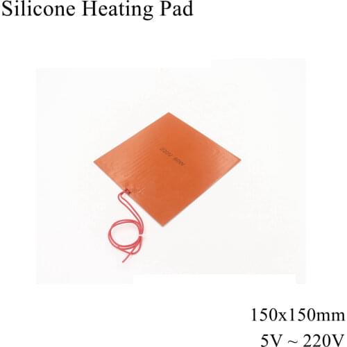150mmx150mm 12V 24V 220V Silicone Heating Pad Electric Silicone Rubber Heat Mat Heated Bed Plate Flexible Waterproof 3D Printer