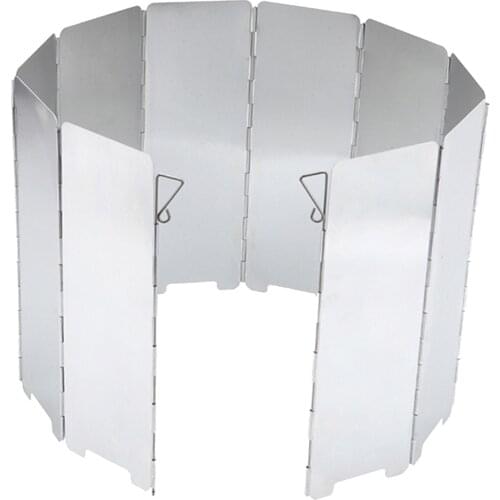 Aluminum Alloy Camp Stove Windshield - 10 Folding Plate Outdoor Camping Picnic BBQ Cooker Stove Wind Screen Cooker Wind Guard