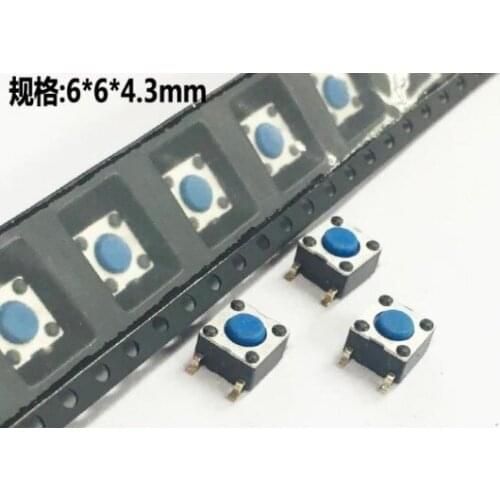 [VK] French 6*6*4.3 6*6*4.3MM tap button switch Y96G252F1FP patch slightly blue head press point