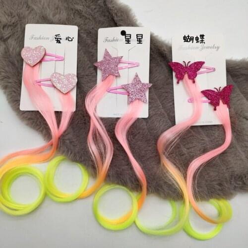 Hairlyah Korean Dyeing Gradient Color Wig Hair Clip Girls Star Butterfly Love Hairpin Holder Ornament Barrettes Hair Accessories
