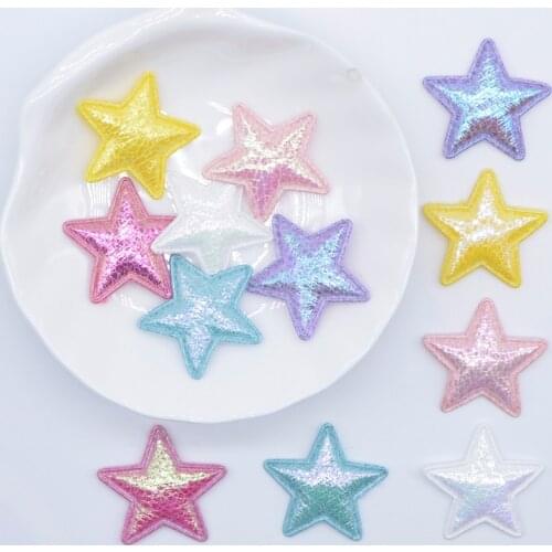 100Pcs 25mm Glitter Star Applique Padded Patches for Clothes Hat Crafts Sewing Supplies DIY Headwear Hair Clips Bow Decor N30
