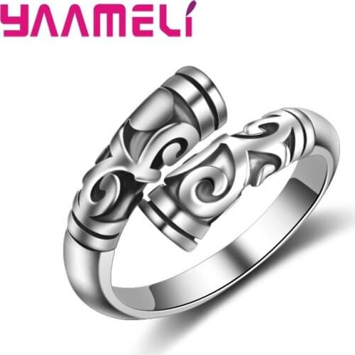 Wholesale Factory Price Retro Adjustable Rings Vintage 925 Sterling Silver Metal Jewelry for Women Men Rock Bague